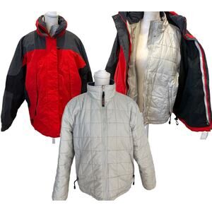 LL Bean Red Gray Winter Jacket Thinsulate 2 Coats in One 0 XC95 Women Size Large